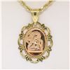 14K Yellow & Rose Gold Guardian Angel God Prayer Pendant 18" Rope Chain Necklace