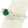 Image 6 : 14k White Gold GIA Emerald & Diamond 3 Stone 1.50 ctw Engagement Right Hand Ring