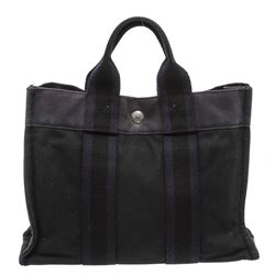 Hermes Gray Dark Blue Canvas Sac Fourre PM Tote Bag