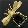 Image 4 : Vintage 14kt Yellow Gold 6.04 ctw Smokey Topaz and Ruby Fly Brooch Pin