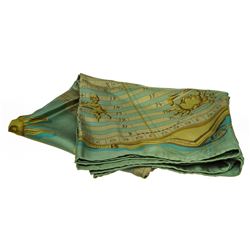 Hermes Green Silk Astrology Calendar Scarf
