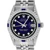 Rolex Mens Stainless Steel Diamond Lugs Blue Vignette & Sapphire Datejust Wristw