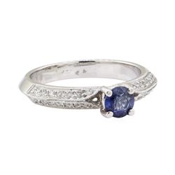 0.75 ctw Sapphire and Diamond Ring - 18KT White Gold