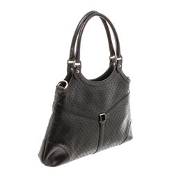 Gucci Black Perforated Leather Reins Hobo Bag