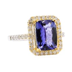 3.31 ctw Tanzanite and Diamond Ring - 14KT White Gold