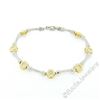 Image 1 : 14kt White and Yellow Gold 0.50 ctw Burnish Diamond Flower and Bar Link Bracelet