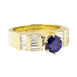 1.95 ctw Blue Sapphire And Diamond Ring - 14KT Yellow Gold