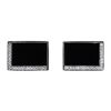 Image 1 : 0.33 ctw Diamond and Onyx Cufflinks - 14KT White Gold