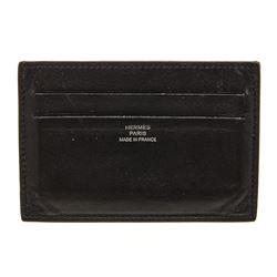 Hermes Black Leather Citizen Twill Card Holder