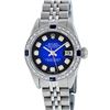 Image 1 : Rolex Ladies Stainless Steel Blue Vignette Diamond & Sapphire Datejust Wriswatch