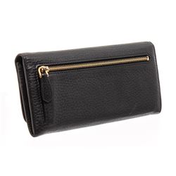 Prada Black Pebbled Leather Flap Wallet