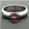 Image 6 : 14K White Gold 0.62 ctw Oval Burnish Set Light Burgundy Ruby Solitaire Band Ring