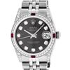 Rolex Womens Midsize 31mm Grey Diamond Lugs & Ruby Datejust Wristwatch
