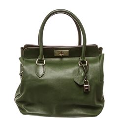 Hermes Green Leather Toolbox Satchel Handbag