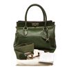 Image 2 : Hermes Green Leather Toolbox Satchel Handbag