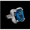14KT White Gold 16.86 ctw Blue Topaz and Diamond Ring