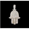 2.10 ctw Diamond Hamsa Pendant - 14KT White Gold