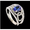 Image 4 : 1.38 ctw Tanzanite and Diamond Ring - 14KT White Gold
