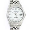 Rolex Mens Stainless Steel Mother Of Pearl Diamond 36MM Datejust Wristwatch With