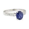 Image 1 : 1.56 ctw Sapphire and Diamond Ring - 18KT White Gold