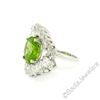 Image 5 : Vintage Platinum 10.20 ctw Round Peridot and Marquise Diamond Ring