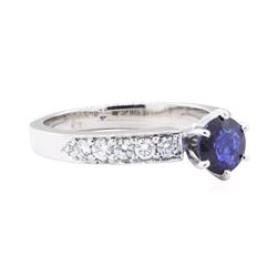 1.17 ctw Blue Sapphire And Diamond Ring - 14KT White Gold