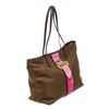 Prada Brown Nylon Leather Ricamo Tote Bag