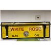 Image 1 : A Nice White Rose Gasoline Wooden Shelf Sign 4" x 16" h. Nice Looking