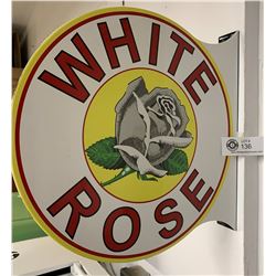 Very Nice White Rose Enamel Flanged Sign. 12.5" x 12" Very Nice Reproduction Sign