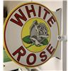 Image 1 : Very Nice White Rose Enamel Flanged Sign. 12.5" x 12" Very Nice Reproduction Sign