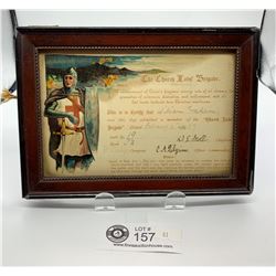 1907 The Church Lad's Brigade Framed Certificate