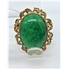 Image 2 : Large Green Stone Glass Pendant or Brooch from 1960's