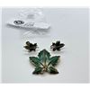 Image 3 : Signed CORO Green Enamel Set of Maple Leaf Jewelry