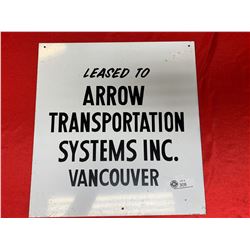 Vintage Lease To Arrow Systems Inc. Vancouver Tin Sign. 16" x 17"