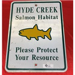 Vintage Hide Creek Salmon Habitat Please Protect Your Resource Metal Sign 18" x 24"