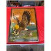 Image 1 : Nicely Framed Vintage Wooden Art Piece Native with an Eagle and 2 Teepees 18" x 24" Nicely Done