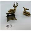 Image 2 : 2 Vintage Brass Deer in a Brass Box