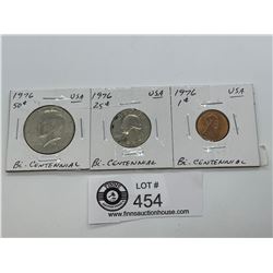 1978 US 50 Cent Piece,25 Cent Piece and a Once Cent Bicentennial Coins