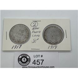 Newfoundland Silver 50 Cent Coins from 1917 and 1918