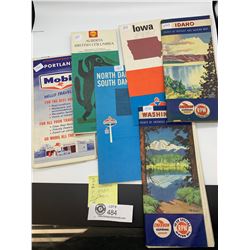 Lot of 6 Vintage Roadmaps Chevron Standard Oil, Shell and Mobil