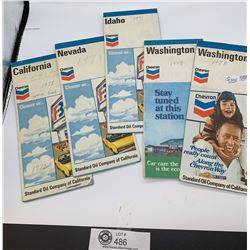 A Lot of 5 Vintage Chevron Roadmaps