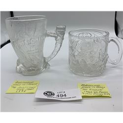 McDonald's Heavy Etched Glasses from 1985 1992 Flintstones and DC Comics The Riddler