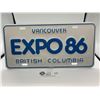 Image 2 : Expo 86 Souvenir License Plate. Metal