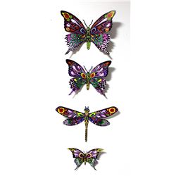 Patricia Govezensky- Original Painting on Cutout Steel (Set of 4) "Set of 4 Butterflies"