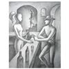 Image 1 : Mark Kostabi "Study For The Red Bar" Hand Signed Original Artwork with COA.