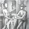 Image 2 : Mark Kostabi "Study For The Red Bar" Hand Signed Original Artwork with COA.