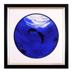 Wyland, "Two Dolphins" Framed Original Watercolor Painting, Hand Signed with Certificate of Authenti