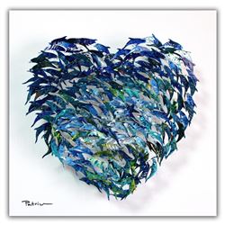 Patricia Govezensky- Original 3D Metal Art on Wood "Heart"