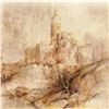 Image 2 : Brachi Horen, "Migdal David" Hand-Embellished Mixed Media with Goldleaf, Hand Signed with Certificat