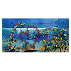 Vera V. Goncharenko- Original Painting on Cutout Steel and Board "Ocean Life"